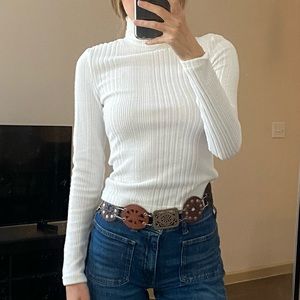 White ribbed turtleneck